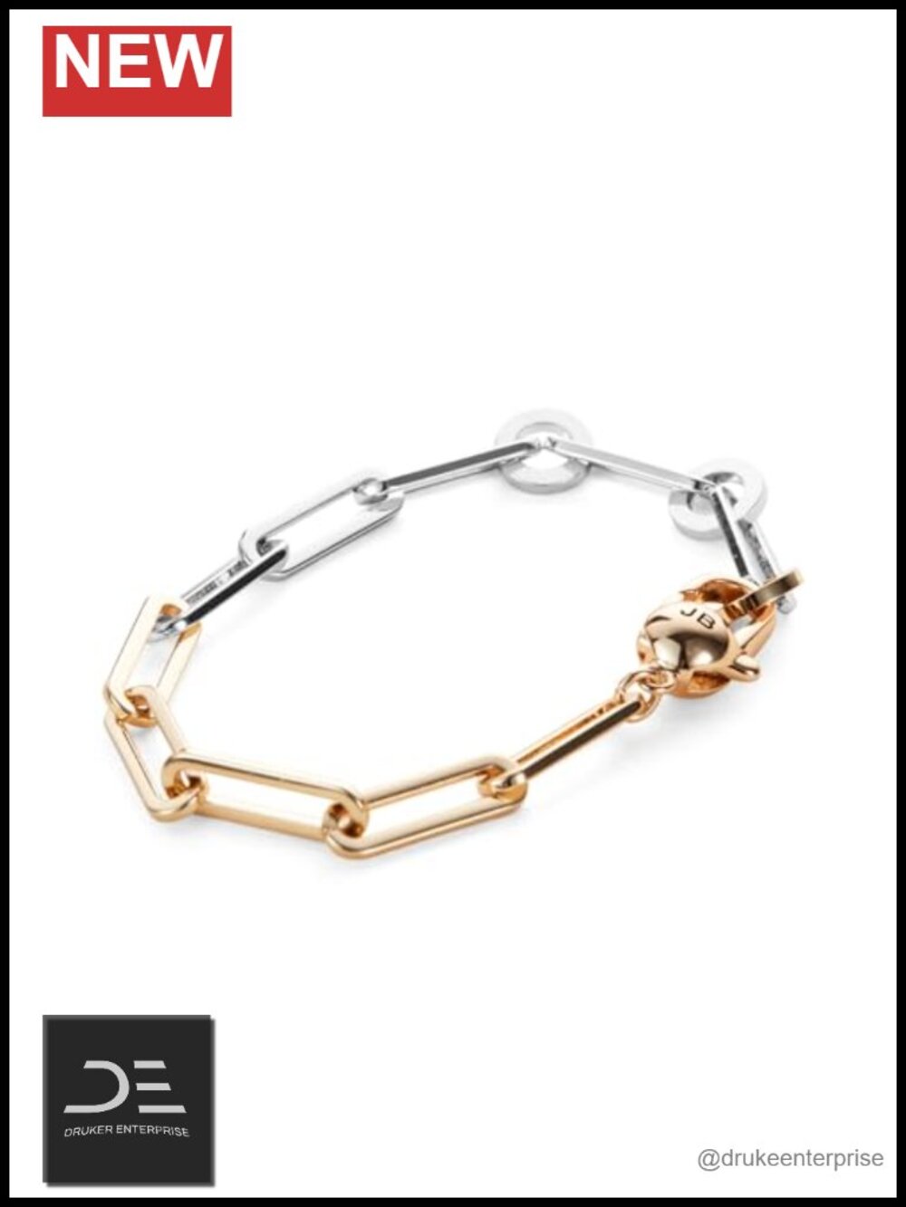Slim Link Chain Bracelet Minimal Two-Tone Brass Jewelry
